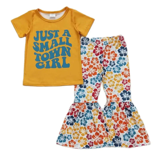 Small Town Girl Hibiscus - Western Bell Bottom Outfit Kids