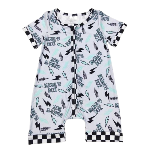 MAMA'S BOY Lightening Raceway Short Sleeve Short Jumpsuit