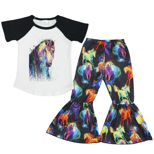 Watercolor Horse - Western Bell Bottoms Outfit Kids