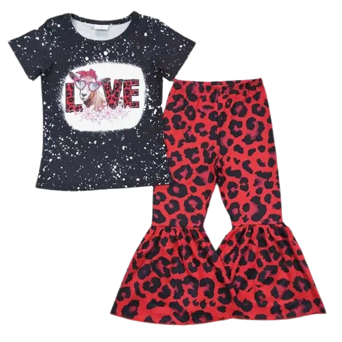 Goat Leopard Print Love - Western Bell Bottoms Outfit