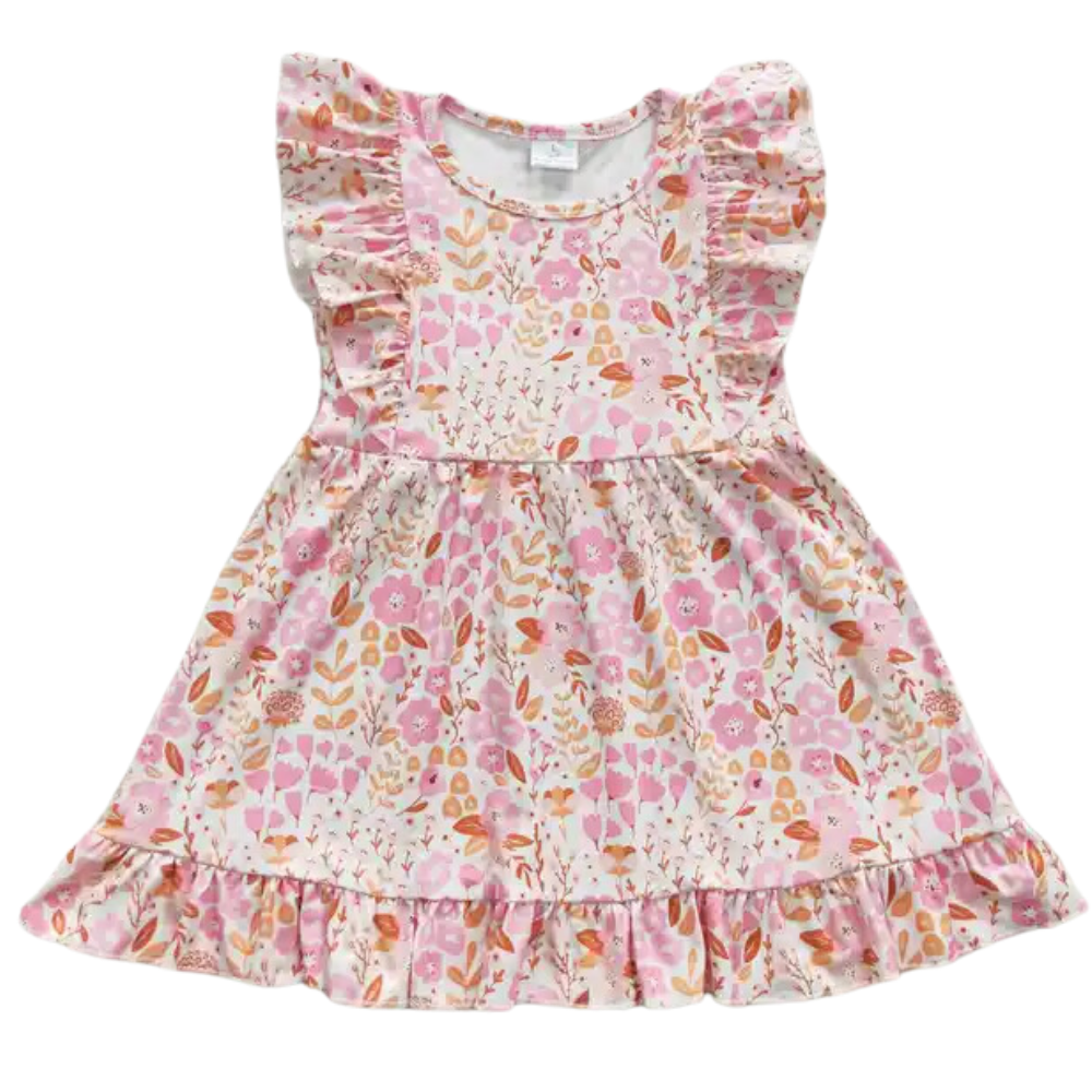 Floral Dress Perfectly Pink Flutter Sleeve - Kids