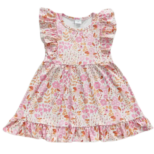 Floral Dress Perfectly Pink Flutter Sleeve - Kids