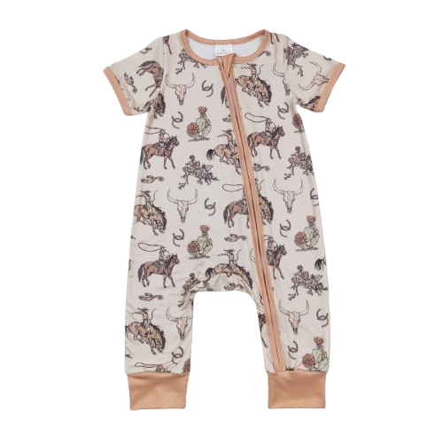 Western Baby Romper Ride 'em Cowboy Zip - Baby Jumpsuit